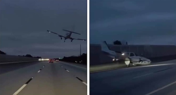 फ्लोरिडा में घटी हैरतंगेज़ घटना: हाईवे पर चलती कार पर क्रैश लैंड हुई हवाई जहाज 