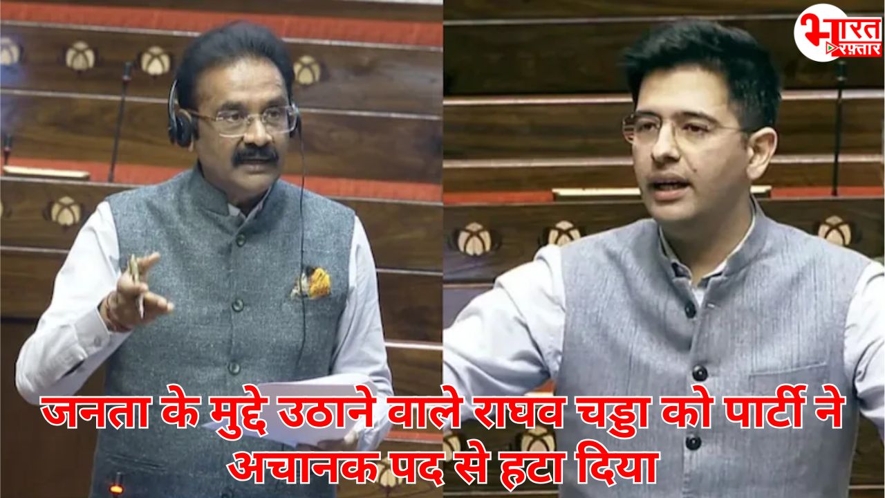 सदन में जनता के मुद्दे उठाने वाले राघव चड्डा को पार्टी ने अचानक पद से हटा दिया, इस नेता को बनाया नया चेहरा 