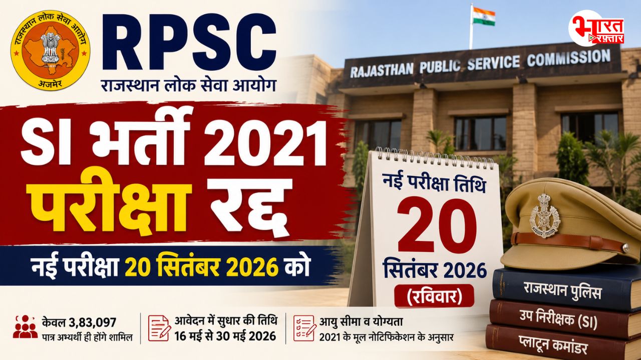 SI भर्ती-2021 Exam: SI भर्ती की दोबारा परीक्षा का आ गई तारीख, यहां देखें डेट और टाइम