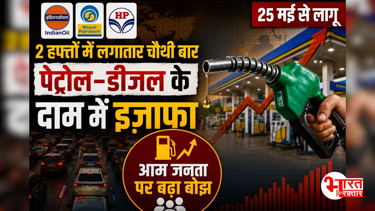 पेट्रोल-डीजल ने फिर छलांग मारी! दो हफ्तों में चौथी बार बढ़ीं कीमतें, 7.5 रुपये महंगा हुआ फ्यूल